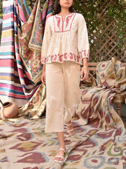 Beige Cotton Top and Pant Set