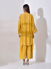 Mustard Yellow Asymmetric Kurta Pant Set