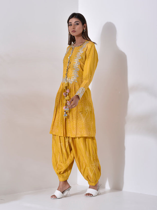 Mustard Yellow Rayon Peplum Salwar Set