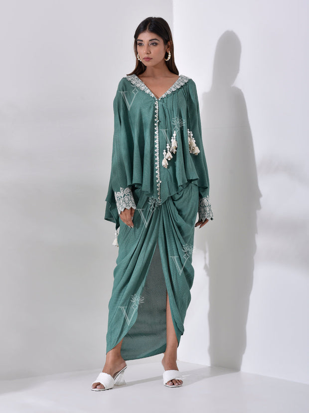 Jade Green Kaftan Dhoti Set