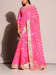 Pink Leheriya Saree