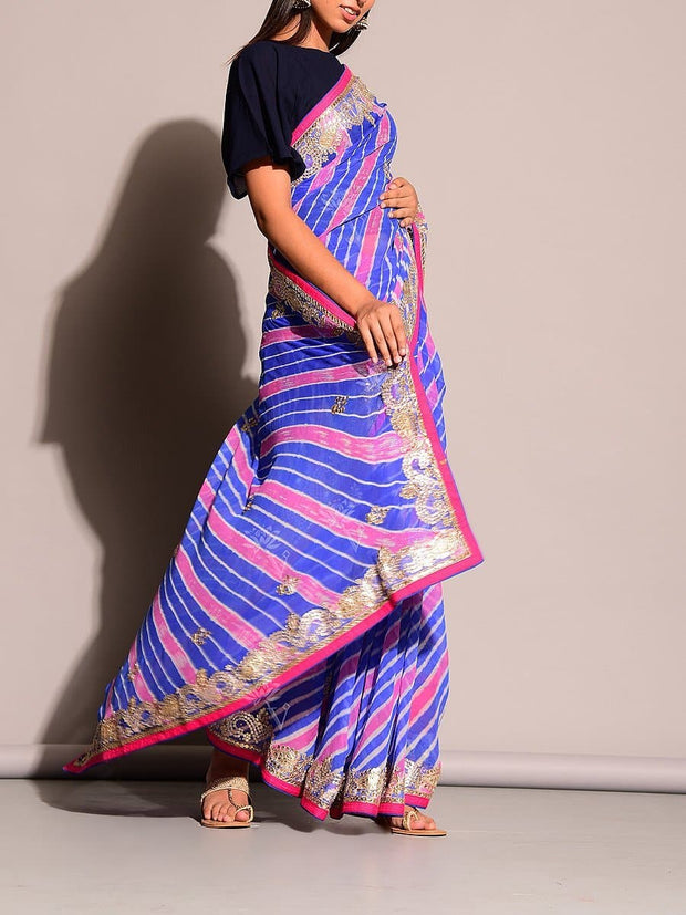 Blue Leheriya Saree