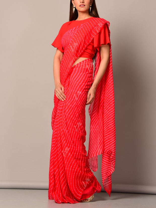 Red Leheriya Saree