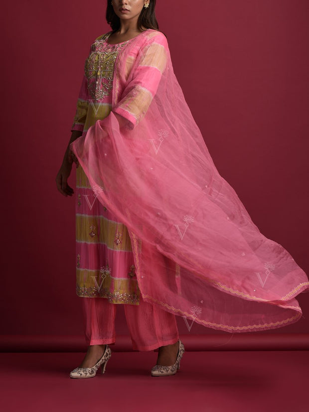 Pink Silk Suit Set