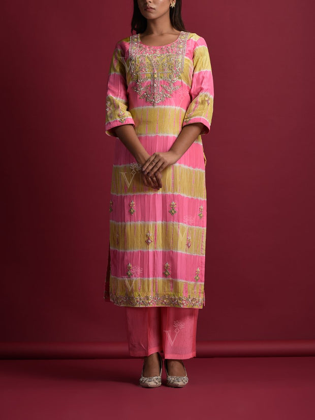 Pink Silk Suit Set