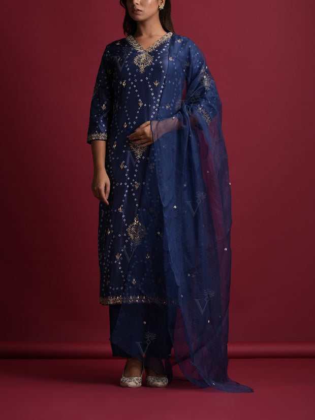 Blue Silk Suit Set