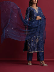 Blue Silk Suit Set