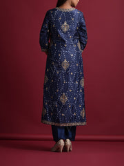 Blue Silk Suit Set