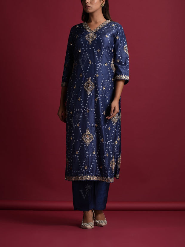 Blue Silk Suit Set