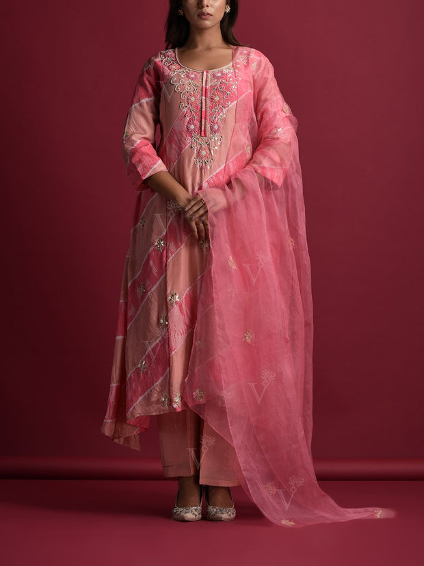 Pink Silk Suit Set