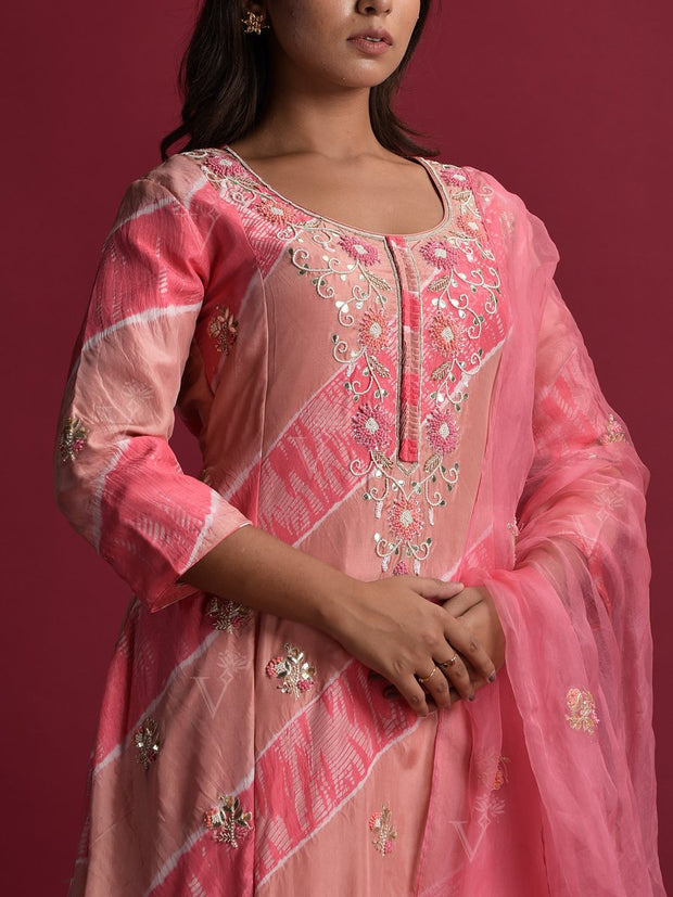 Pink Silk Suit Set