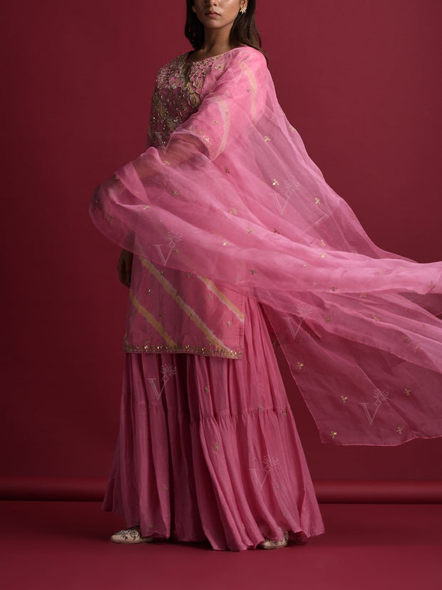 Pink Silk Suit Set