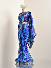 Blue Georgette leheriya Saree