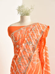 OrangeGeorgette leheriya Saree