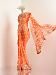 OrangeGeorgette leheriya Saree