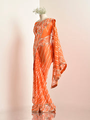 OrangeGeorgette leheriya Saree