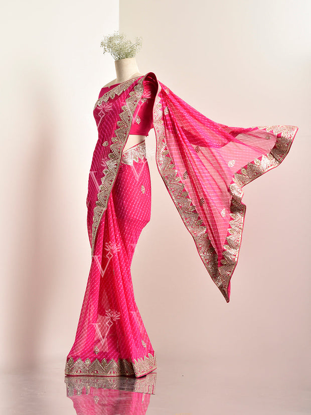 Rani Mothda Georgette Saree