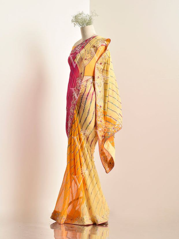 Multi Color Georgette leheriya Saree