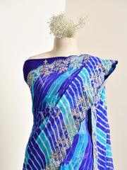 Blue Georgette leheriya Saree