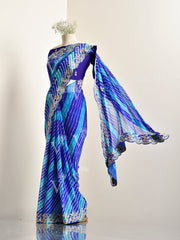 Blue Georgette leheriya Saree