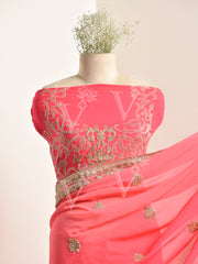 Pink Georgette Saree