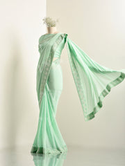 Green Crepe Saree