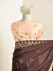 Brown Crepe Saree