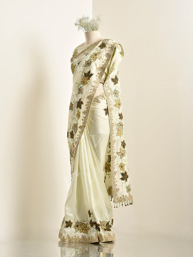 Light Green Silk Zardozi Saree