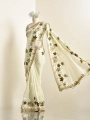 Light Green Silk Zardozi Saree