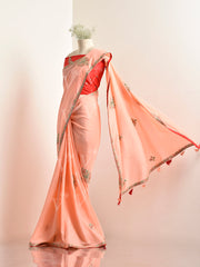 Peach Silk Zardozi Saree