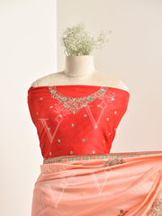 Peach Silk Zardozi Saree