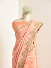 Peach Georgette Saree