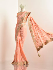 Peach Georgette Saree