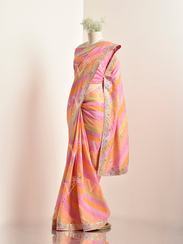 Multi Color Vasansi Silk Leheriya Saree