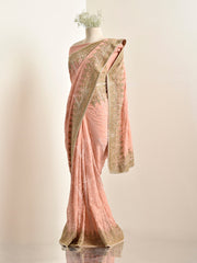 Peach Georgette Saree