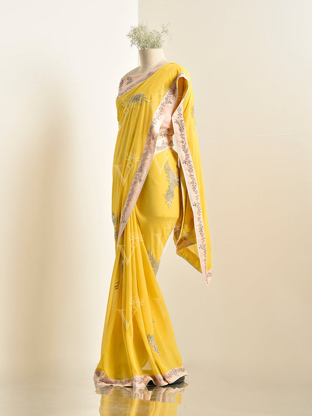 Yellow Georgette Saree