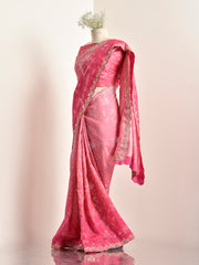 Pink Vasansi Silk Bandhani Saree