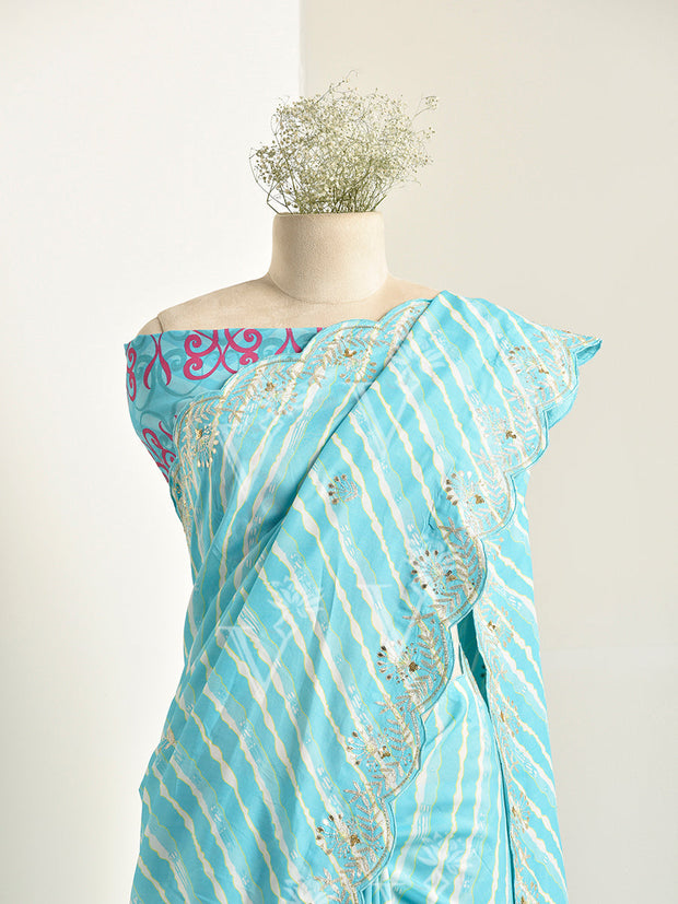 Blue Vasansi Silk Leheriya Saree