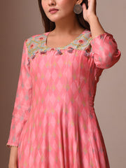 Light Pink Vasansi Silk Printed Anarkali Gown