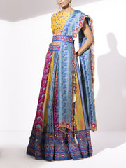 Multi Color Silk Lehenga Set