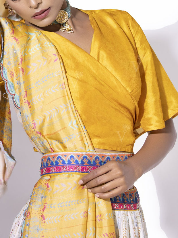 Yellow Ombre Silk Lehenga Set