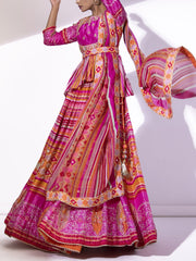 Pink Peplum Lehenga Set