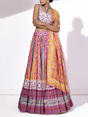 Multi Color Silk Lehenga Set