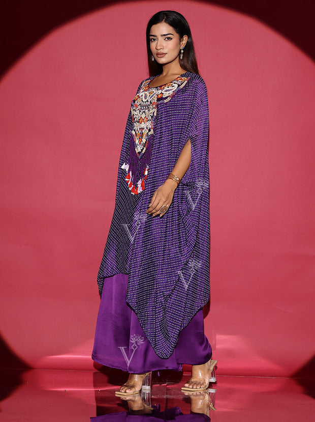 Violet Asymmetric Cape and Palazzo Set