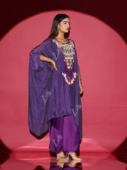 Violet Asymmetric Cape and Palazzo Set