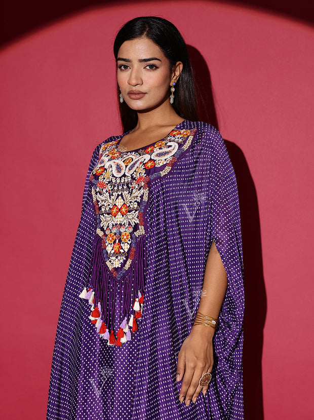 Violet Asymmetric Cape and Palazzo Set