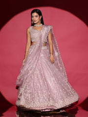 Sand Pink Organza Lehenga Set