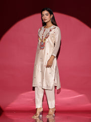 Beige Chanderi Kurta and Pant Set