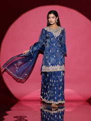 Blue Bandhani Silk Kurta and Palazzo Set