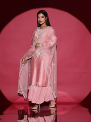 Pink Chanderi Kurta and Georgette Sharara Set